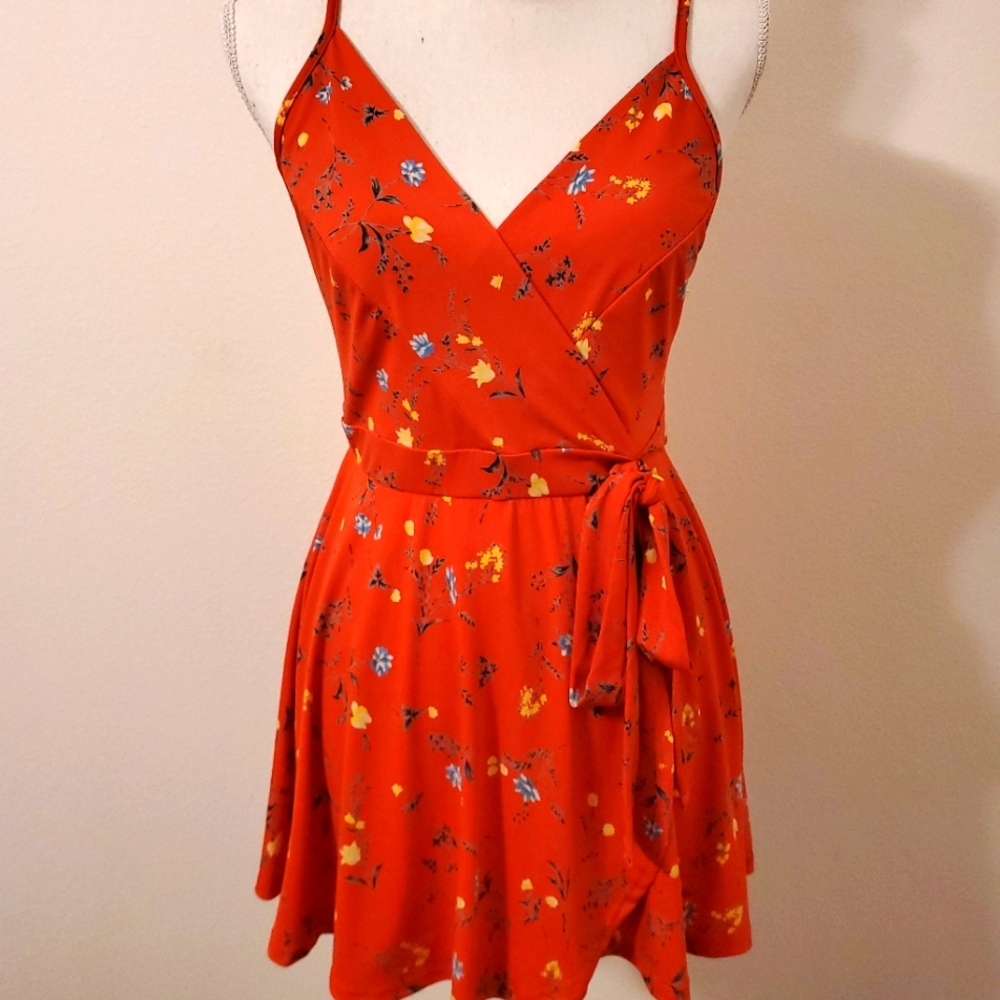 Orange Floral Romper